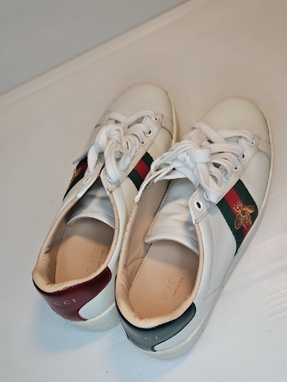 Authentic Gucci Ace Bee Platform Chunky Sneakers White Leather – Size 36 / US 6 - Picture 6 of 12